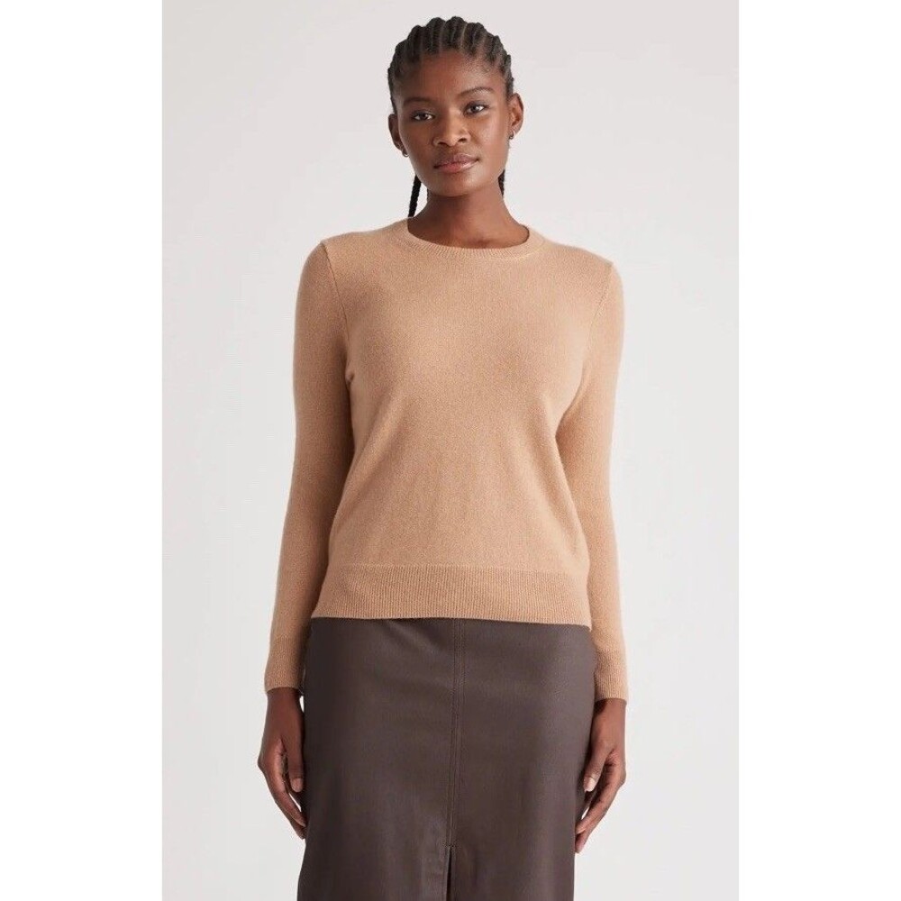 Quince 100% Mongolian Cashmere Sweater Women Strawberry Melange Crew neck Size M